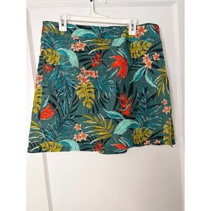 RipSkirt Hawaii Tropical Floral Wrap Skirt Teal Monstera Hibiscus Womens XL